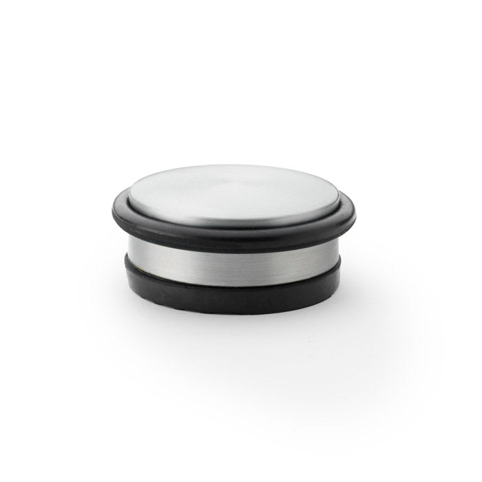 High quality image of Alexander & Wilks - Freestanding Portable Door Stop - Diameter 100mm - Satin Chrome | Sku. aw605-100-sc | Trade Door Handles.