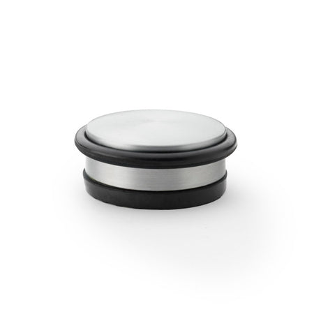High quality image of Alexander & Wilks - Freestanding Portable Door Stop - Diameter 100mm - Satin Chrome | Sku. aw605-100-sc | Trade Door Handles.