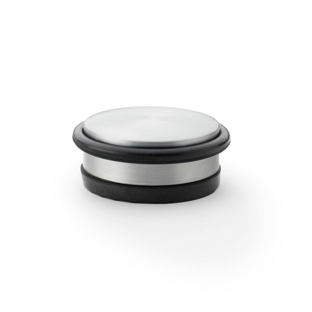 High quality image of Alexander & Wilks - Freestanding Portable Door Stop - Diameter 100mm - Satin Chrome | Sku. aw605-100-sc | Trade Door Handles.