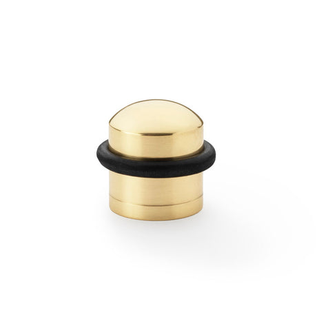 High quality image of Alexander & Wilks - Dome Top Floor Mounted Door Stop - Polished Brass | Sku. aw638pbl | Trade Door Handles.