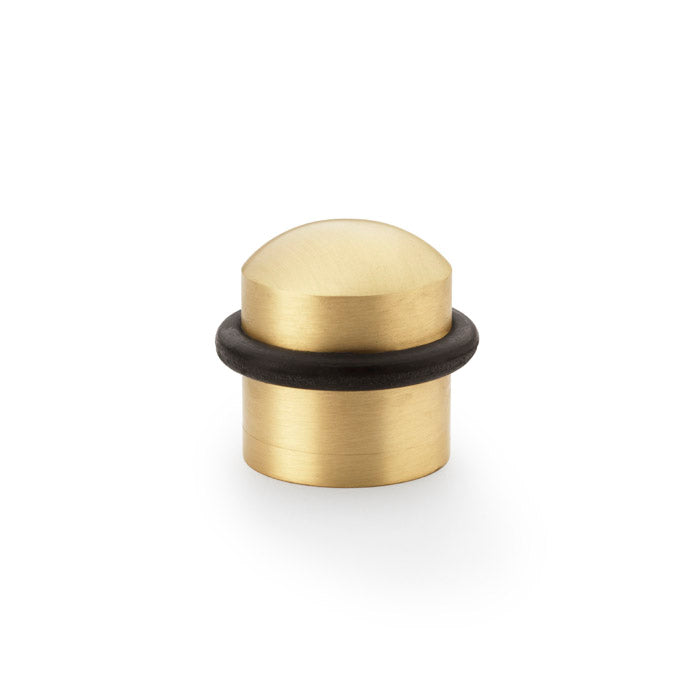 High quality image of Alexander & Wilks - Dome Top Floor Mounted Door Stop - Satin Brass | Sku. aw638sb | Trade Door Handles.