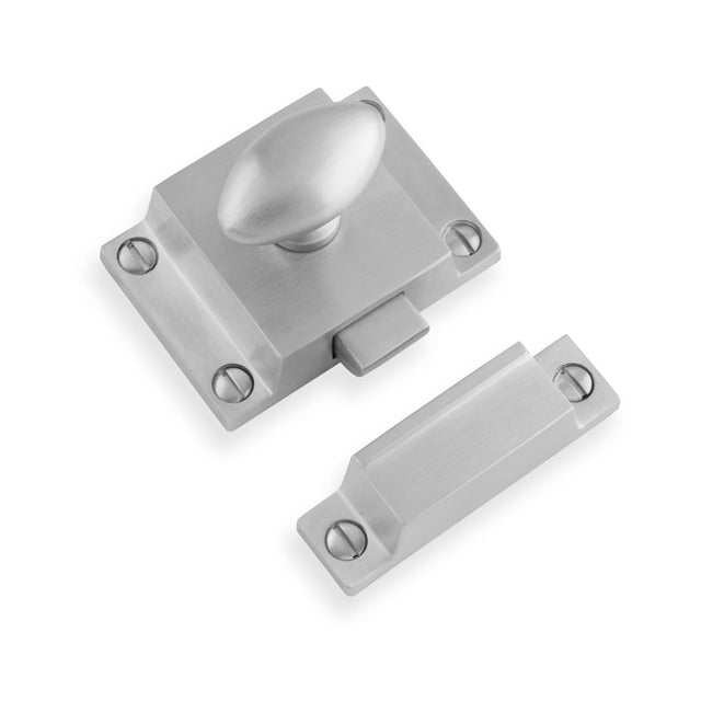 This is an image of Alexander & Wilks - Cupboard Latch-Satin Chrome available to order from Trade Door Handles in Kendal, quick delivery and discounted prices.