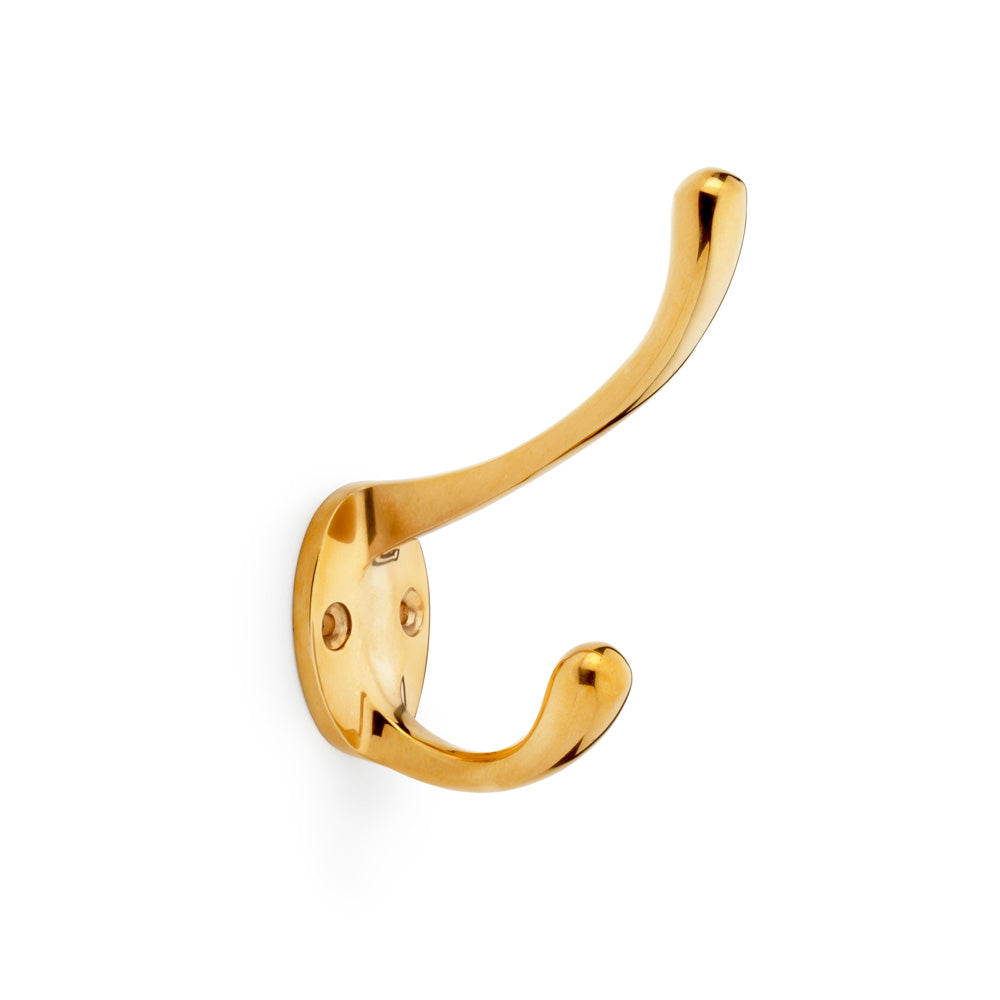 High quality image of Alexander & Wilks - Victorian Hat and Coat Hook - Polished Brass Unlacquered | Sku. aw770pbu | Trade Door Handles.