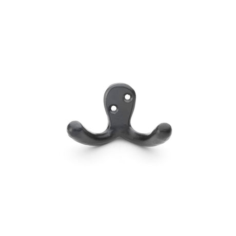 High quality image of Alexander & Wilks - Victorian Double Robe Hook - Black | Sku. aw773bl | Trade Door Handles.