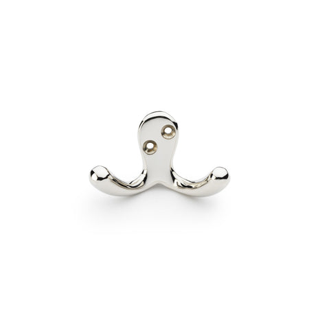 High quality image of Alexander & Wilks - Victorian Double Robe Hook - Polished Nickel | Sku. aw773pn | Trade Door Handles.