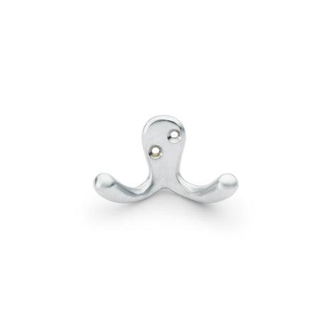 High quality image of Alexander & Wilks - Victorian Double Robe Hook - Satin Chrome | Sku. aw773sc | Trade Door Handles.