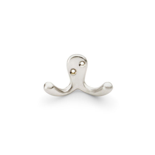 High quality image of Alexander & Wilks - Victorian Double Robe Hook - Satin Nickel | Sku. aw773sn | Trade Door Handles.