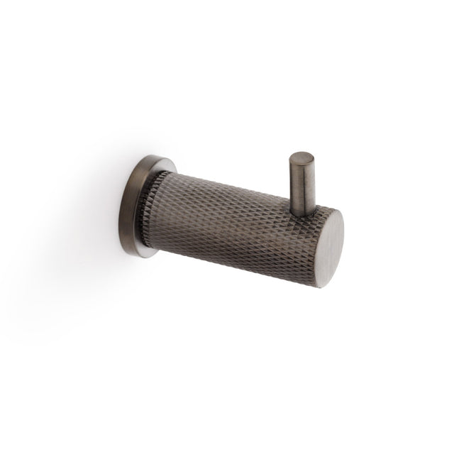 High quality image of Alexander & Wilks - Brunel Knurled Coat Hook - Dark Bronze PVD | Sku. aw775dbzpvd | Trade Door Handles.