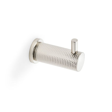 This is an image of Alexander & Wilks Brunel Knurled Coat Hook - Polished Nickel PVD available to order from Trade Door Handles in Kendal, quick delivery and discounted prices.