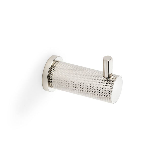 This is an image of Alexander & Wilks Brunel Knurled Coat Hook - Polished Nickel PVD available to order from Trade Door Handles in Kendal, quick delivery and discounted prices.