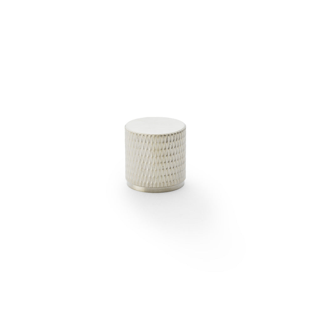 High quality image of Alexander & Wilks Brunel Knurled Cylinder Cupboard Knob - Satin Nickel - 20mm | Sku. aw800-20-sn | Trade Door Handles.