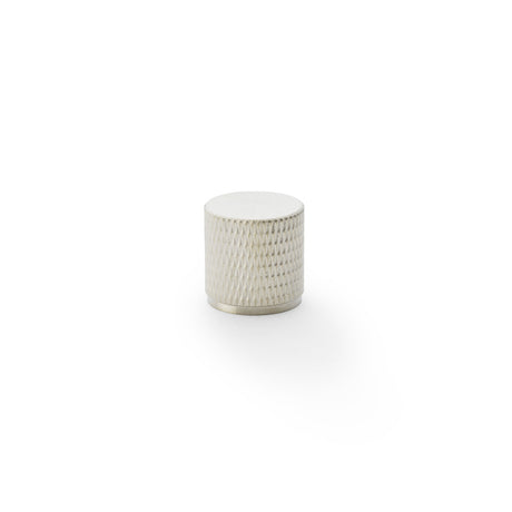High quality image of Alexander & Wilks Brunel Knurled Cylinder Cupboard Knob - Satin Nickel - 20mm | Sku. aw800-20-sn | Trade Door Handles.