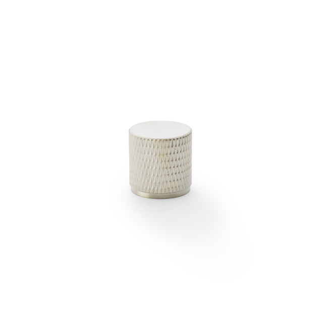 High quality image of Alexander & Wilks Brunel Knurled Cylinder Cupboard Knob - Satin Nickel - 20mm | Sku. aw800-20-sn | Trade Door Handles.