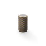 High quality image of Alexander & Wilks Brunel Knurled Cylinder Cupboard Knob - Antique Brass - 35mm | Sku. aw800-35-ab | Trade Door Handles.