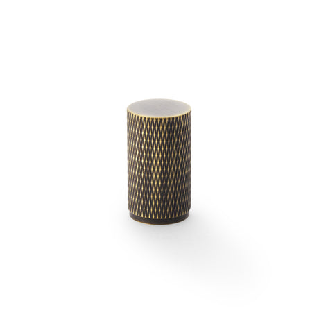 High quality image of Alexander & Wilks Brunel Knurled Cylinder Cupboard Knob - Antique Brass - 35mm | Sku. aw800-35-ab | Trade Door Handles.