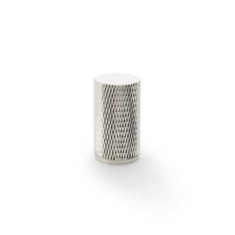 High quality image of Alexander & Wilks Brunel Knurled Cylinder Cupboard Knob - Polished Nickel - 35mm | Sku. aw800-35-pn | Trade Door Handles.