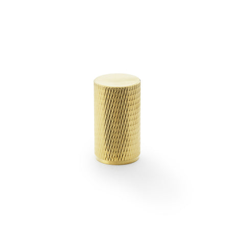 High quality image of Alexander & Wilks Brunel Knurled Cylinder Cupboard Knob - Satin Brass PVD - 35mm | Sku. aw800-35-sbpvd | Trade Door Handles.
