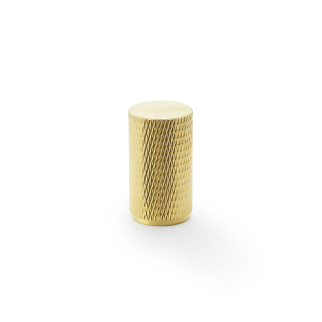 High quality image of Alexander & Wilks Brunel Knurled Cylinder Cupboard Knob - Satin Brass PVD - 35mm | Sku. aw800-35-sbpvd | Trade Door Handles.