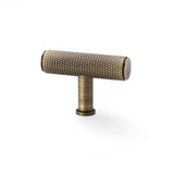High quality image of Alexander & Wilks Crispin Knurled T-bar Cupboard Knob - Antique Brass | Sku. aw801-55-ab | Trade Door Handles.