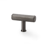 High quality image of Alexander & Wilks Crispin Knurled T-bar Cupboard Knob - Dark Bronze PVD | Sku. aw801-55-dbzpvd | Trade Door Handles.