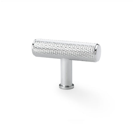 High quality image of Alexander & Wilks Crispin Knurled T-bar Cupboard Knob - Polished Chrome | Sku. aw801-55-pc | Trade Door Handles.