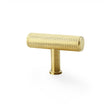 High quality image of Alexander & Wilks Crispin Knurled T-bar Cupboard Knob - Satin Brass PVD | Sku. aw801-55-sbpvd | Trade Door Handles.