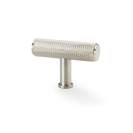 High quality image of Alexander & Wilks Crispin Knurled T-bar Cupboard Knob - Satin Nickel | Sku. aw801-55-sn | Trade Door Handles.
