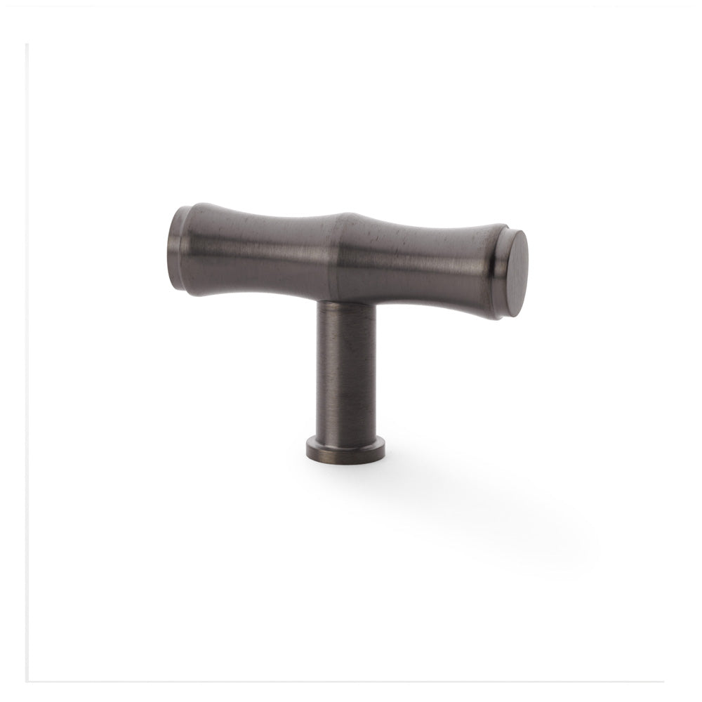 High quality image of Alexander & Wilks Crispin Bamboo T-bar Cupboard Knob - Dark Bronze PVD | Sku. aw801b-55-dbzpvd | Trade Door Handles.