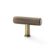 High quality image of Alexander & Wilks Crispin Reeded T-bar Cupboard Knob - Antique Brass | Sku. aw801r-55-ab | Trade Door Handles.