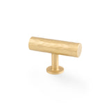 High quality image of Alexander & Wilks Leila Hammered T-Bar Knob Satin Brass | Sku. AW804-55-SB | Trade Door Handles.