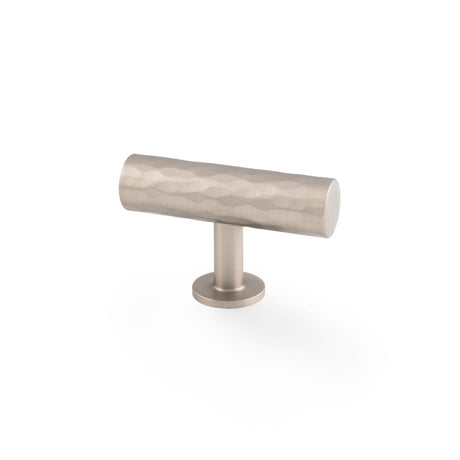 High quality image of Alexander & Wilks Leila Hammered T-Bar Knob Satin Nickel | Sku. AW804-55-SN | Trade Door Handles.