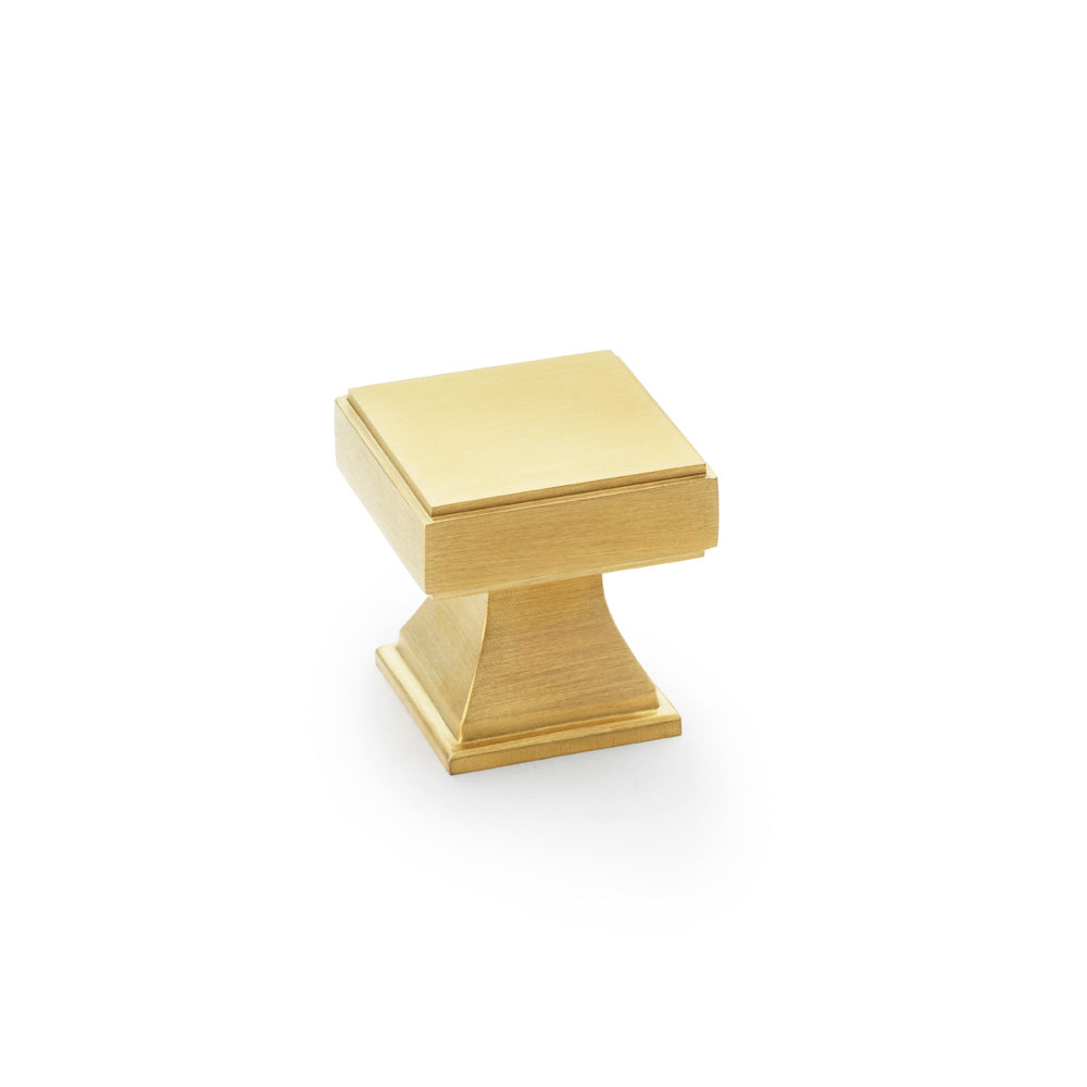 High quality image of Alexander & Wilks Jesper Square Cupboard Knob - Satin Brass PVD | Sku. aw806-30-sbpvd | Trade Door Handles.