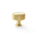 High quality image of Alexander & Wilks Lucia Knurled Cupboard Knob - Satin Brass PVD - 35mm | Sku. aw807k-35-sbpvd | Trade Door Handles.