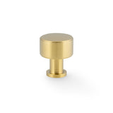 High quality image of Alexander & Wilks Lucia Plain Cabinet Knob-Satin Brass PVD-29mm Dia. | Sku. AW807P-29-SBPVD | Trade Door Handles.
