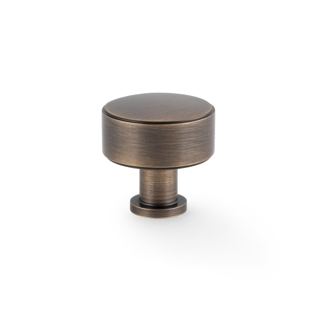 High quality image of Alexander & Wilks Lucia Plain Cabinet Knob-Antique Brass-35mm Dia. | Sku. AW807P-35-AB | Trade Door Handles.