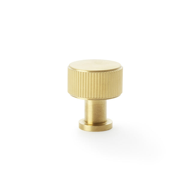 High quality image of Alexander & Wilks Lucia Reeded Cupboard Knob - Satin Brass PVD - 29mm | Sku. aw807r-29-sbpvd | Trade Door Handles.