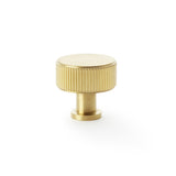 High quality image of Alexander & Wilks Lucia Reeded Cupboard Knob - Satin Brass PVD - 35mm | Sku. aw807r-35-sbpvd | Trade Door Handles.