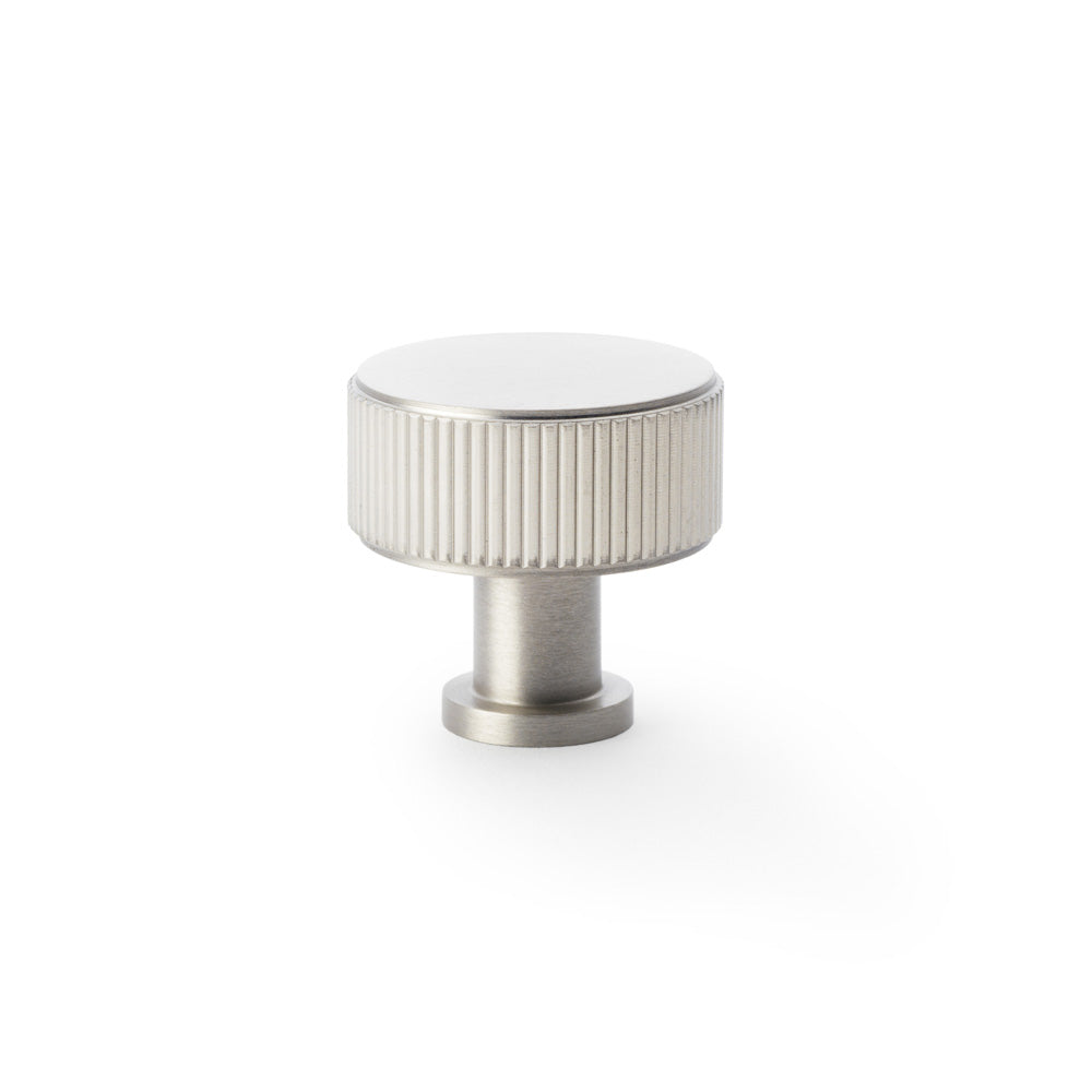 High quality image of Alexander & Wilks Lucia Reeded Cupboard Knob - Satin Nickel - 35mm | Sku. aw807r-35-sn | Trade Door Handles.