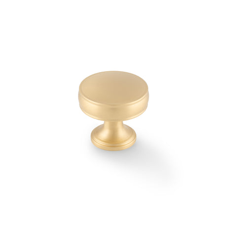 High quality image of Alexander & Wilks Lynd Cupboard Knob-Satin Brass-32mm Dia. | Sku. AW808-32-SB | Trade Door Handles.