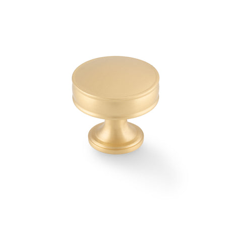 High quality image of Alexander & Wilks Lynd Cupboard Knob-Satin Brass-38mm Dia. | Sku. AW808-38-SB | Trade Door Handles.