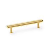 High quality image of Alexander & Wilks Crispin Knurled T-bar Cupboard Pull Handle - Satin Brass PVD - Centres 128mm | Sku. aw809-128-sbpvd | Trade Door Handles.