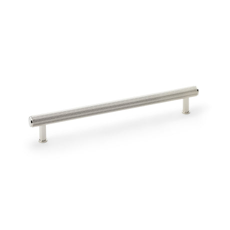 High quality image of Alexander & Wilks Crispin Reeded T-bar Cupboard Pull Handle - Polished Nickel - 224mm | Sku. aw809r-224-pn | Trade Door Handles.