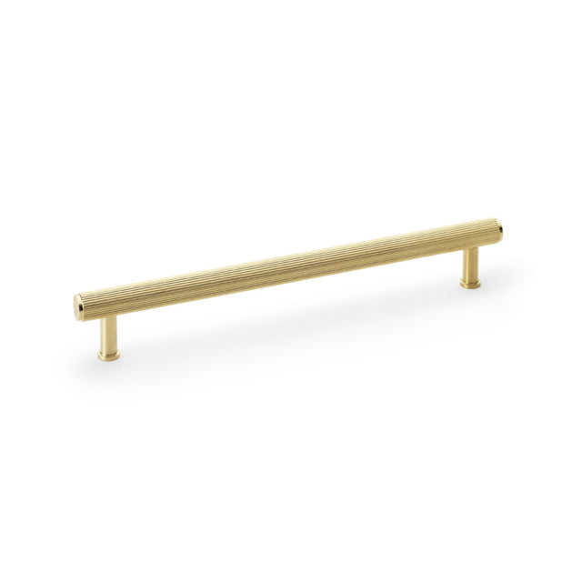 High quality image of Alexander & Wilks Crispin Reeded T-bar Cupboard Pull Handle - Satin Brass PVD - 224mm | Sku. aw809r-224-sbpvd | Trade Door Handles.