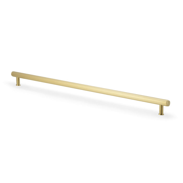 High quality image of Alexander & Wilks Crispin Reeded T-bar Cupboard Pull Handle-Satin Brass PVD-448mm Centres | Sku. AW809R-448-SBPVD | Trade Door Handles.