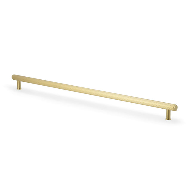 High quality image of Alexander & Wilks Crispin Reeded T-bar Cupboard Pull Handle-Satin Brass PVD-448mm Centres | Sku. AW809R-448-SBPVD | Trade Door Handles.