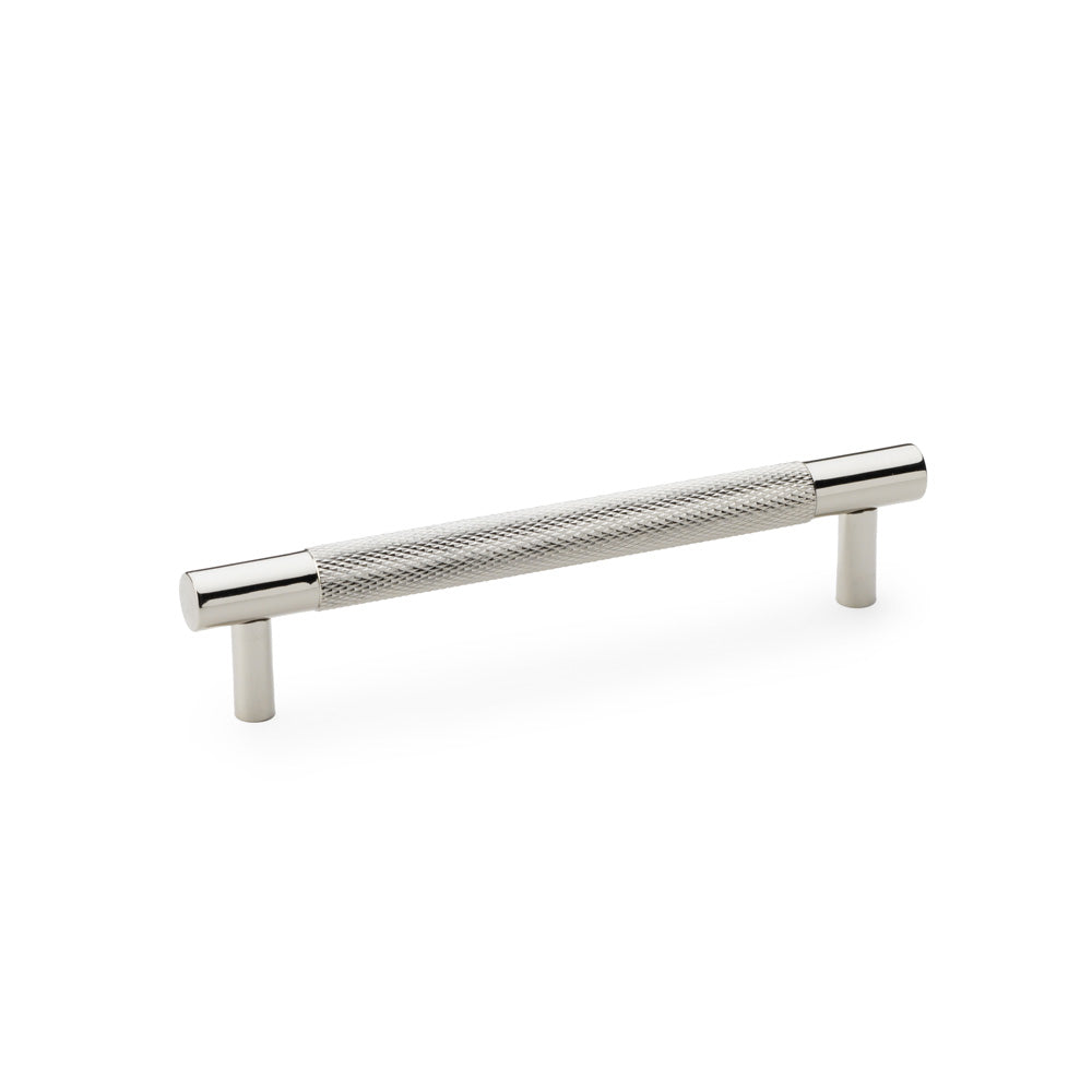 High quality image of Alexander & Wilks Brunel Knurled T-Bar Cupboard Handle - Polished Nickel - Centres 128mm | Sku. aw810-128-pn | Trade Door Handles.