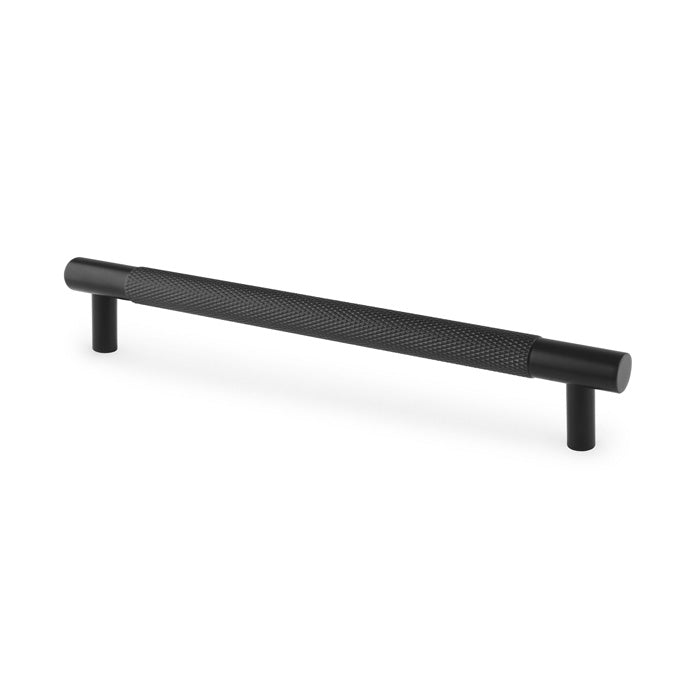 High quality image of Alexander & Wilks Brunel Knurled T-Bar Cupboard Handle - Black - Centres 160mm | Sku. aw810-160-bl | Trade Door Handles.