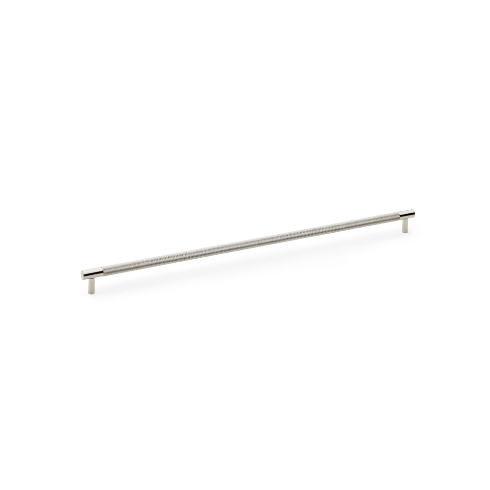 High quality image of Alexander & Wilks Brunel Knurled T-Bar Cupboard Handle - Polished Nickel - Centres 448mm | Sku. aw810-448-pn | Trade Door Handles.