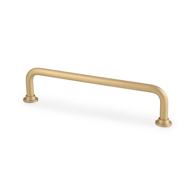 High quality image of Alexander & Wilks Scandi Pull Handle-Satin Brass-128mm c/c | Sku. AW811-128-SB | Trade Door Handles.