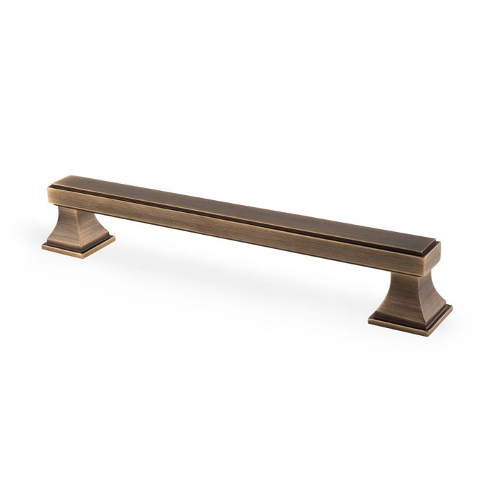 This is an image showing Alexander & Wilks Jesper Square Cupboard Pull Handle - Antique Brass -160mm Centres available to order from Trade Door Handles in Kendal, quick delivery and discounted prices